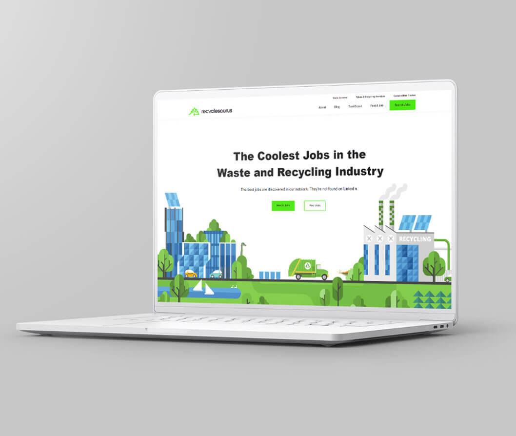 Recyclesaurus website on laptop